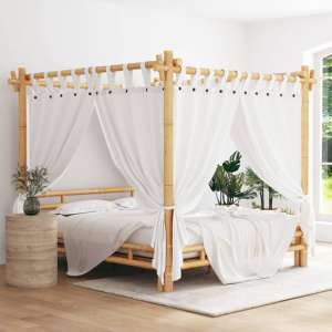 Reza Bamboo Wood Super King Size Canopy Bed In Brown