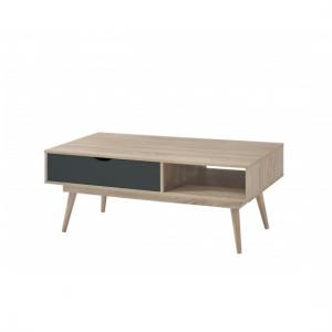 Stepps Wooden Coffee Table In Sonoma Oak With Grey Drawer