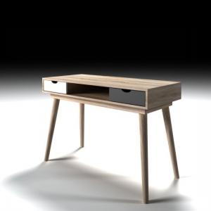 Stepps Laptop Desk In Sonoma Oak With White And Grey Drawers