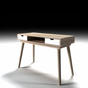 Stepps Wooden Laptop Desk In Sonoma Oak With 2 White Drawers