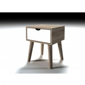 Stepps Wooden Lamp Table In Sonoma Oak With White Drawer