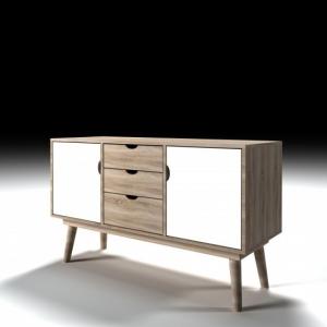 Stepps Wooden Sideboard In Sonoma Oak And White