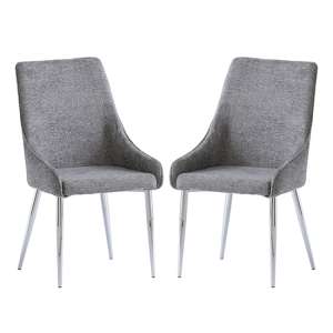 Reece Ash Fabric Dining Chairs With Chrome Legs In Pair