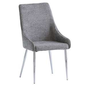 Reece Fabric Dining Chair In Ash With Chrome Legs