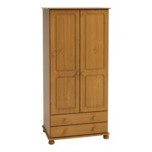 Richland Tall Wooden Wardrobe With 2 Doors In Pine