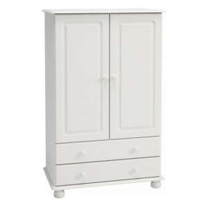 Richland Wide Wooden Wardrobe With 2 Doors In Off White