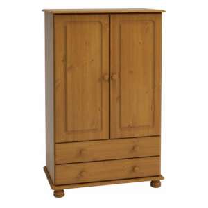 Richland Wide Wooden Wardrobe With 2 Doors In Pine