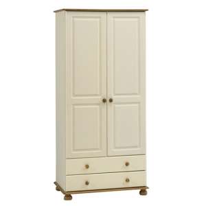 Richmond Tall Wardrobe In Cream And Pine With 2 Door 2 Drawer