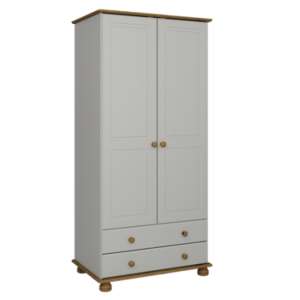 Richmond Tall Wardrobe In Grey And Pine With 2 Door 2 Drawer