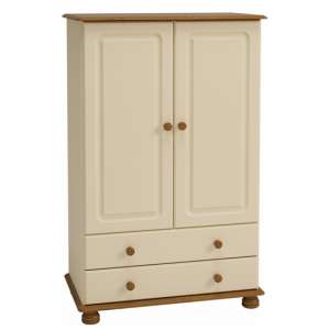Richmond Wooden Wardrobe In Cream And Pine With 2 Door 2 Drawer