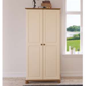 Richmond Wooden Wardrobe In Cream And Pine With 2 Doors