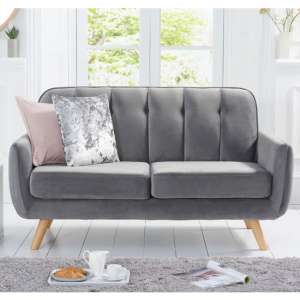 Rickey Velvet Upholstered 2 Seater Sofa In Grey