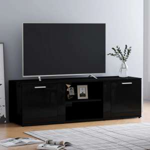 Ridhan High Gloss TV Stand With 2 Doors In Black