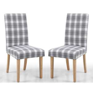 Rashto Cappuccino Checks Herringbone Dining Chairs In Pair