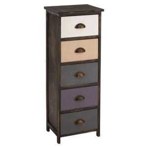 Riley Wooden Chest Of 5 Drawers In Multicolour