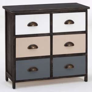 Riley Wooden Chest Of 6 Drawers In Multicolour