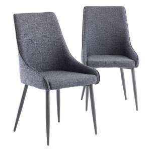 Remika Blue Fabric Dining Chairs In Pair