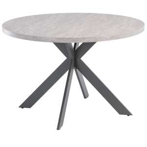 Remika Round Wooden Dining Table In Light Grey With Cross Legs