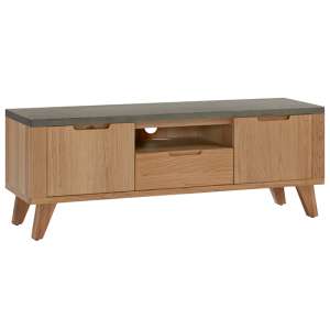 Rimit TV Stand With 2 Door 1 Drawer In Oak And Concrete Effect