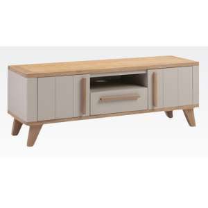 Rimit Wooden TV Stand With 2 Doors 1 Drawer In Oak And Beige