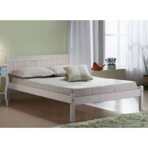 Rio Wooden Small Double Bed In White Washed
