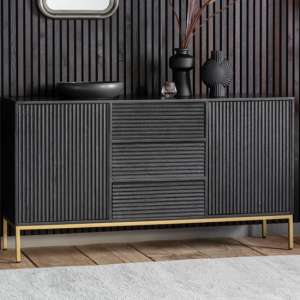 Ripcent Wooden 2 Doors 3 Drawers Sideboard In Black