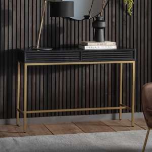 Ripcent Wooden 2 Drawers Console Table In Black