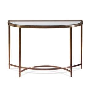 Ritz Glass Console Table In Clear And Brushed Antique Brass
