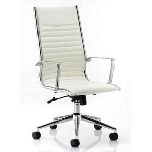 Ritz Leather High Back Executive Office Chair In Ivory