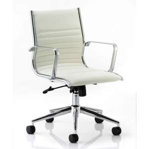Ritz Leather Medium Back Executive Office Chair In Ivory