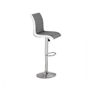 Ritz Bar Stool In Grey And White Faux Leather With Chrome Base