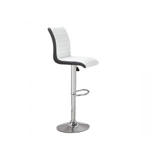 Ritz Bar Stool In White And Black Faux Leather With Chrome Base