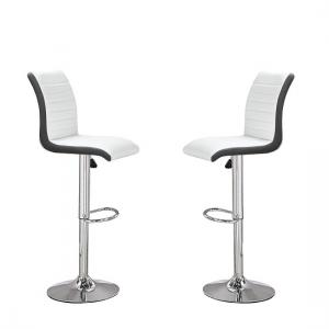 Ritz Bar Stools In White And Black Faux Leather In A Pair