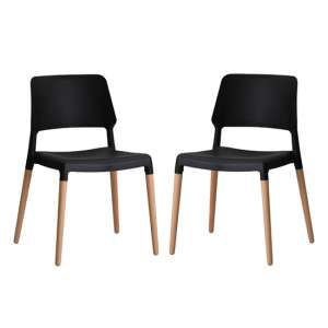 Roslin Black Finish Dining Chairs In Pair