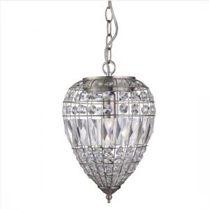 Riva Ceiling Pendant In Satin Silver With Crystal Glass Buttons