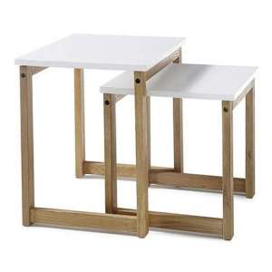 Riverside Wooden Pair Of Coffee Tables In Matt White And Oak