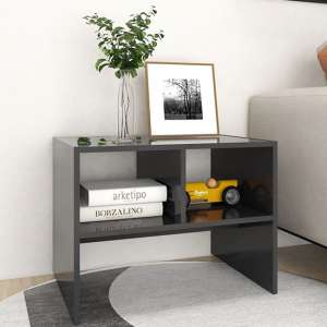 Rivka Wooden Side Table With 2 Shelves In Grey