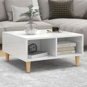 Riye High Gloss Coffee Table With 2 Shelves In White