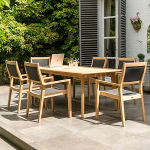 Robalt Extending Dining Table With 6 Armchairs In Natural