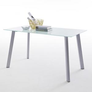 Robbie White Glass Dining Table With Chrome Legs