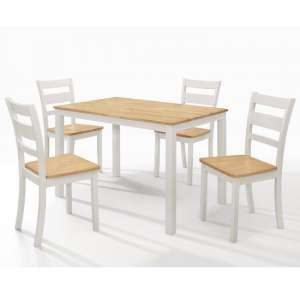 Robin Wooden Oak Top Dining Table In Grey With 4 Chairs