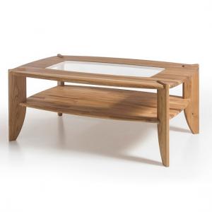 Robyn Wooden Coffee Table In Knotty Oak With Glass Top Inserts