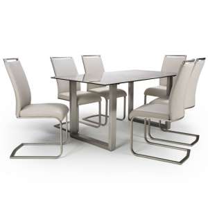 Rocca Extending Dining Set With 6 Taupe Franklin Chairs