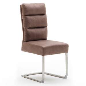 Rochester Fabric Dining Chair In Cappuccino With Brushed Legs