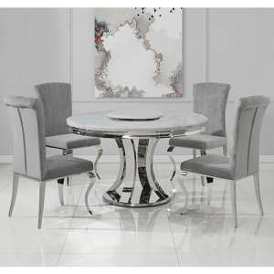 Rockford 130cm White Marble Dining Table With 4 Chairs
