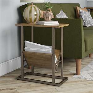 Rockingham Wooden End Table With Magazine Rack In Walnut