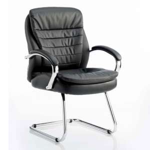 Rocky Leather High Back Cantilever Office Visitor Chair In Black