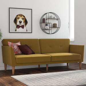 Rokingham Linen Fabric Sofa Bed In Mustard