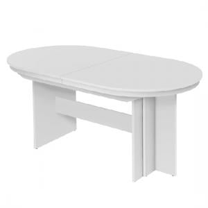 Roman Extendable Wooden Dining Table Oval In White