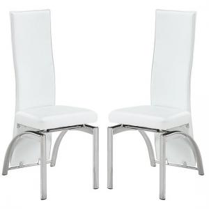 Romeo Dining Chair In White Faux Leather In A Pair